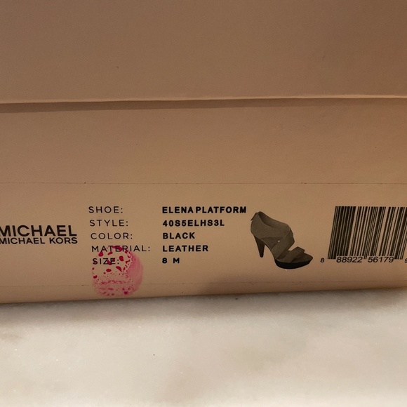 Holiday Dress Black Leather Shoe Sandals, Michael Kore Elena Platform Modern - Picture 9 of 10